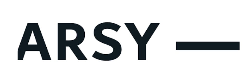 Logo s nápisem ARSY, moderní design, minimalistický styl.