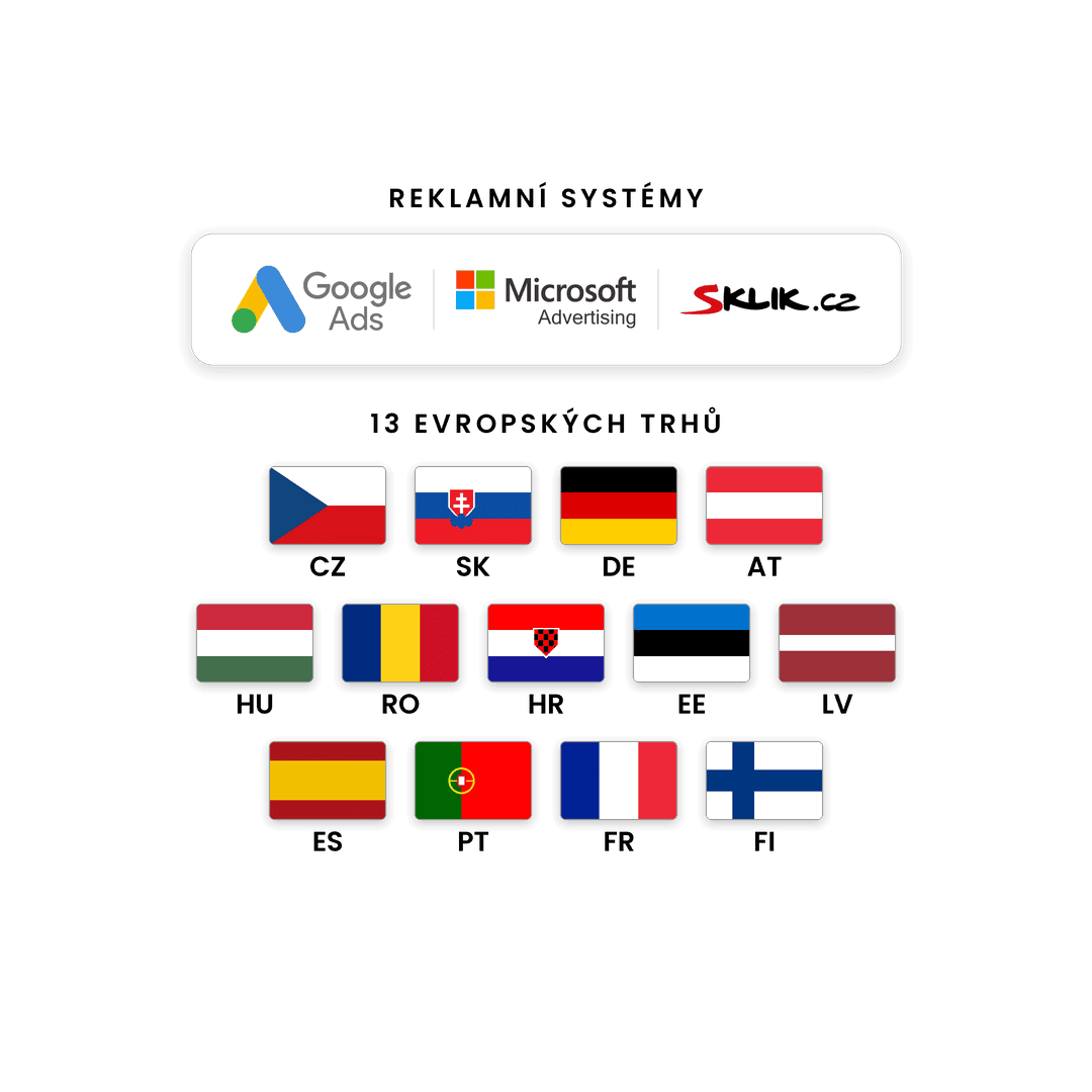 Správa PPC kampaní pro Strefa.cz v Google Ads, Microsoft Ads a Skliku na 13 evropských trzích